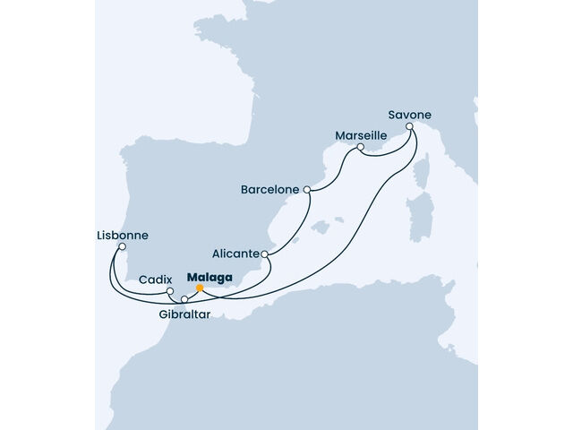 Espagne, Gibraltar, Portugal, France, Italie à bord du Costa Fascinosa