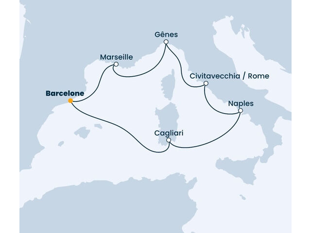 Espagne, Italie, France à bord du Costa Smeralda