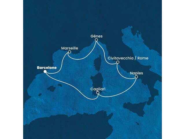 Espagne, Italie, France à bord du Costa Smeralda