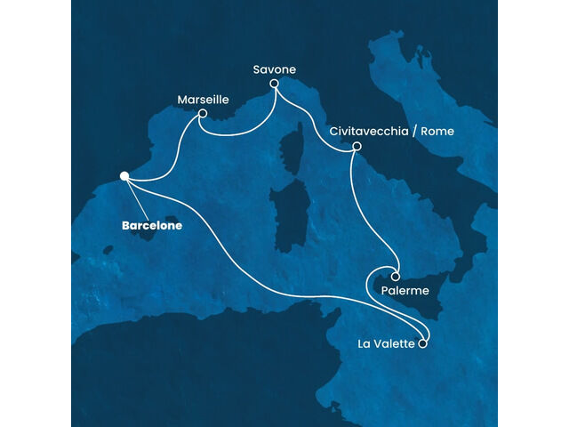 Espagne, France, Italie, Malte à bord du Costa Fortuna