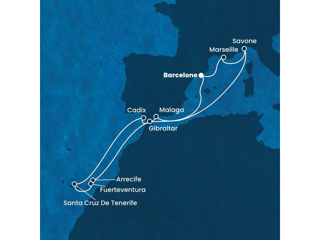 Espagne, France, Italie, Gibraltar, Canaries avec le Costa Diadema