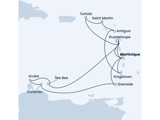 Antigua et Barbuda - Aruba - Bonaire - Curaçao - Grenade - Guadeloupe - Îles Vierges Britanniques - Martinique - Saint Martin - Saint-Vincent-et-les-Grenadines - Croisière aux Antilles et Iles Vierges à bord du Costa Fortuna
