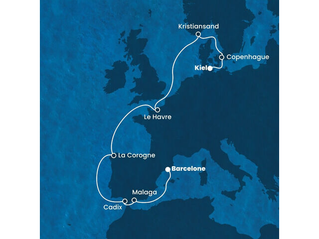 Allemagne, Danemark, Norvège, France, Espagne avec le Costa Diadema