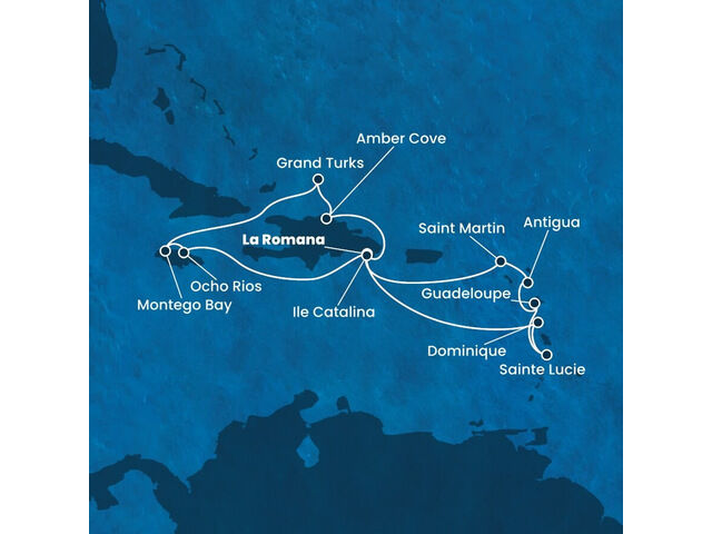 Rép.Dominicaine, Jamaïque, Turks et Caicos, Dominique, Antilles à bord du Costa Fascinosa