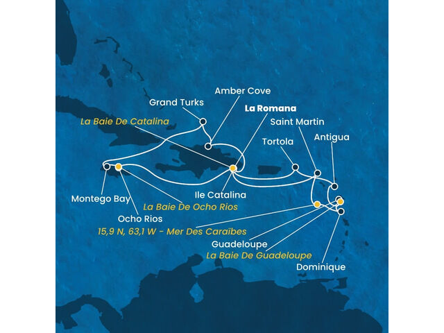 Rép.Dominicaine, Antilles, Dominique, Iles Vierges, Jamaïque, Turks et Caicos avec le Costa Fascinosa