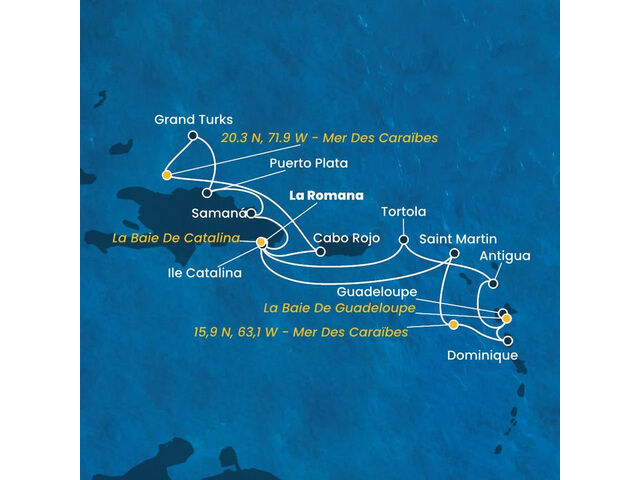 Rép.Dominicaine, Turks et Caicos, Antilles, Dominique, Iles Vierges avec le Costa Fascinosa