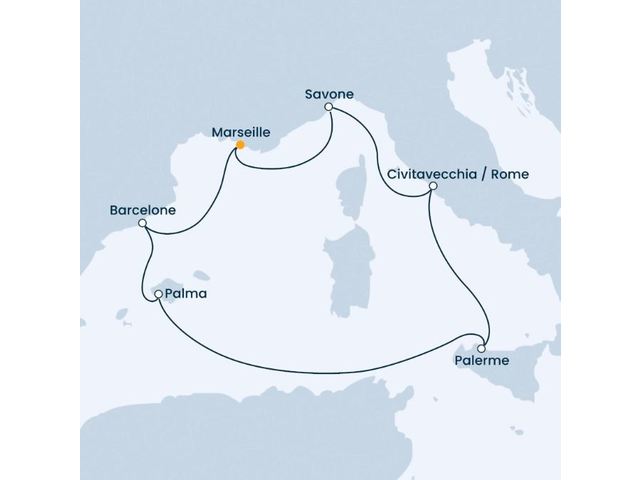 France, Espagne, Baléares, Italie à bord du Costa Smeralda