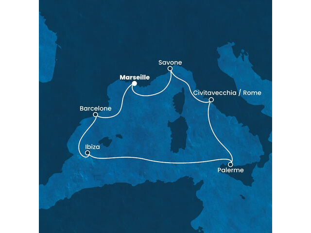 France, Espagne, Baléares, Italie à bord du Costa Toscana
