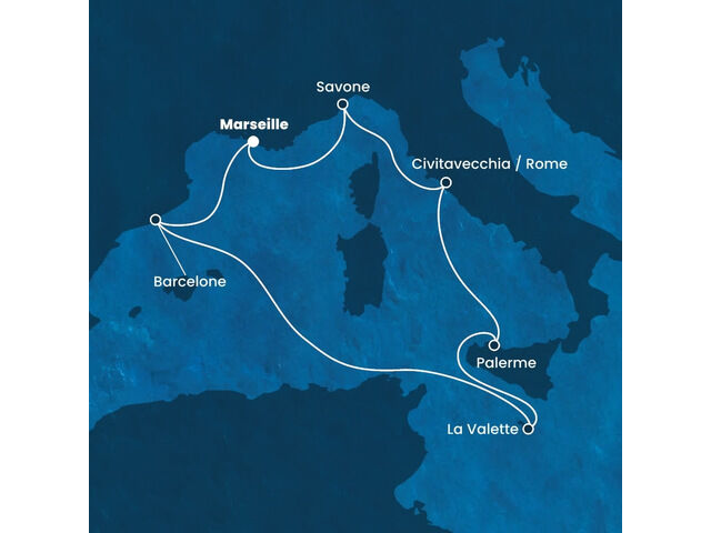 France, Italie, Malte, Espagne à bord du Costa Fortuna