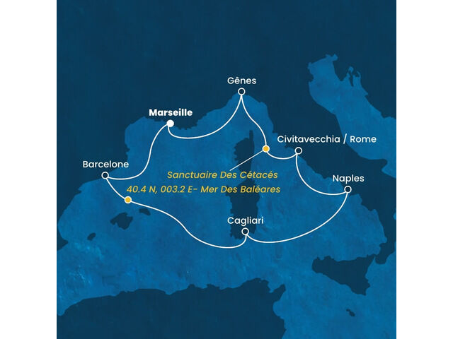 Espagne - Barcelone - Italie - Campanie - Naples - Gênes - Rome - Sardaigne - Croisière en Espagne, Italie avec le Costa Smeralda