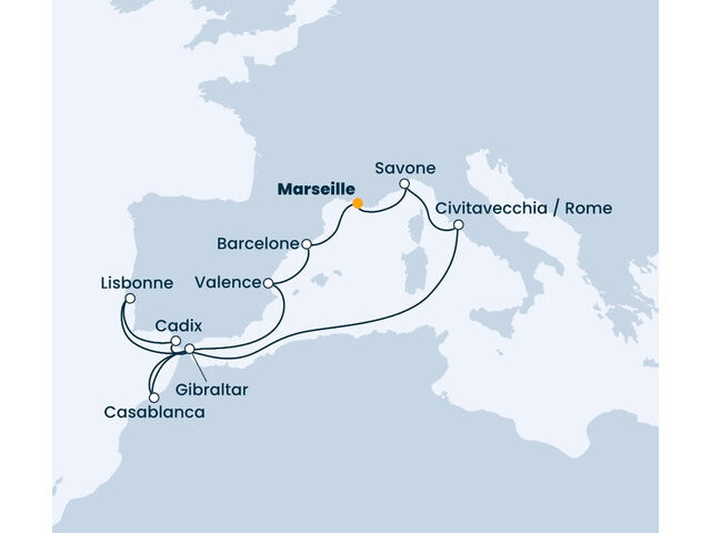 France, Italie, Espagne, Portugal, Gibraltar, Maroc à bord du Costa Fortuna