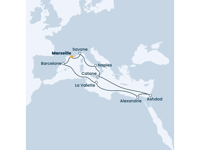 
            France, Italie, Egypte, Malte, Espagne à bord du Costa Pacifica
         