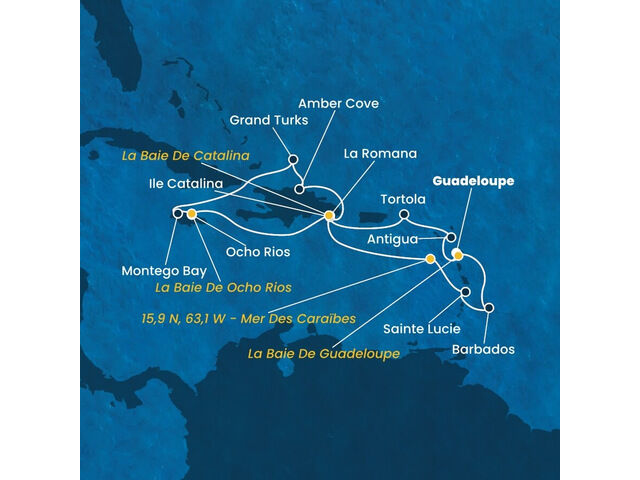 Antilles, Iles Vierges, Rép.Dominicaine, Jamaïque, Turks et Caicos avec le Costa Fascinosa