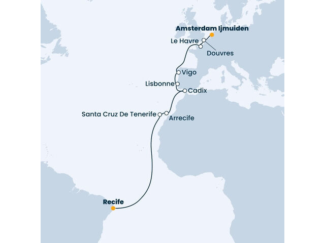 Brésil, Canaries, Espagne, Portugal, France, Grande-Bretagne à bord du Costa Favolosa