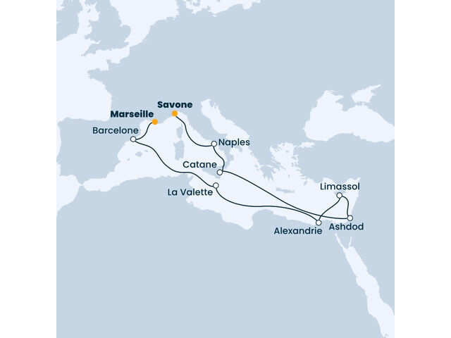 
            Italie, Chypre, Egypte, Malte, Espagne, France à bord du Costa Pacifica
         
