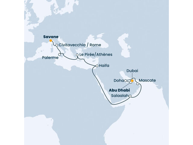 
            Italie, Grèce, Oman, Emirats Arabes Unis à bord du Costa Toscana
         