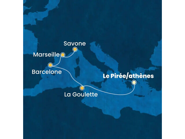 Grèce, Tunisie, Espagne, France, Italie à bord du Costa Fortuna