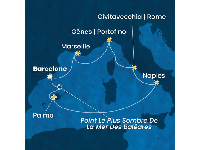 Espagne, Baléares, Italie, France à bord du Costa Toscana