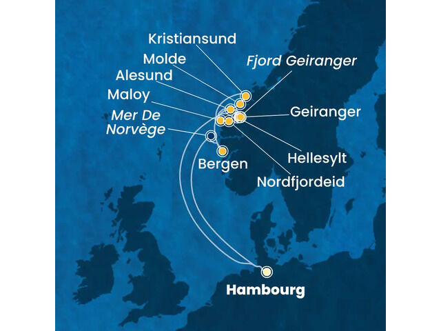 Allemagne, Norvège à bord du Costa Favolosa
