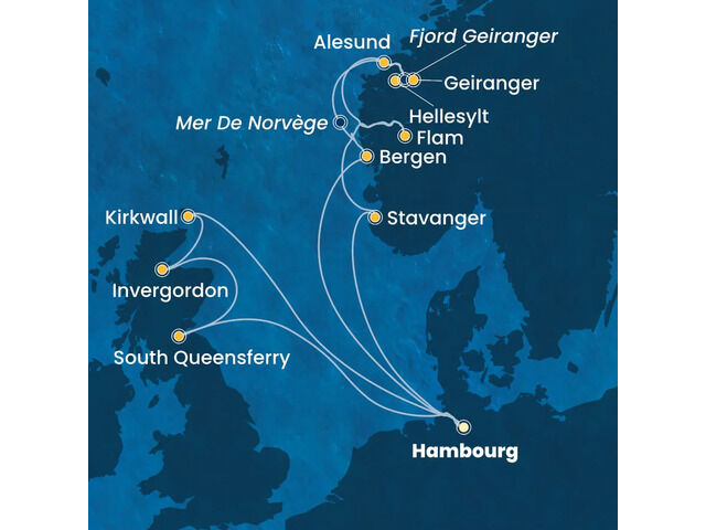 Allemagne, Grande-Bretagne, Ecosse, Norvège à bord du Costa Favolosa