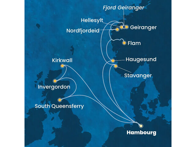 Allemagne, Norvège, Grande-Bretagne, Ecosse à bord du Costa Favolosa