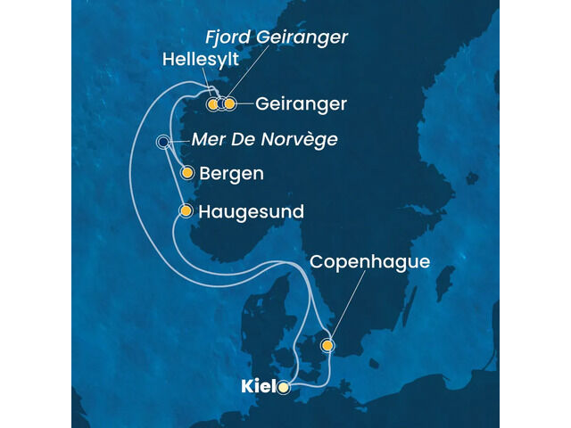 Allemagne, Danemark, Norvègeà bord du Costa Diadema