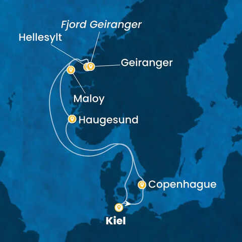 Allemagne, Danemark, Norvège à bord du Costa Diadema
