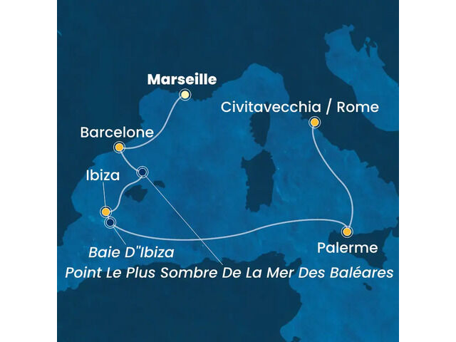 France, Espagne, Baléares, Italie à bord du Costa Smeralda