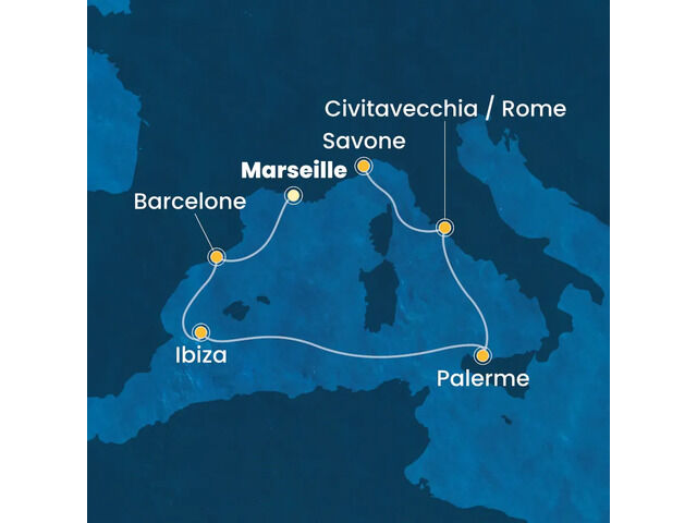 France, Espagne, Baléares, Italie à bord du Costa Smeralda