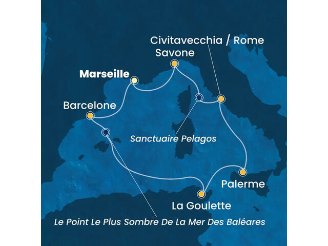 Croisière en Espagne, Italie, Tunisie à bord du Costa Smeralda - Départs du 22/12/2025 au 22/03/2026 - Offre Choc