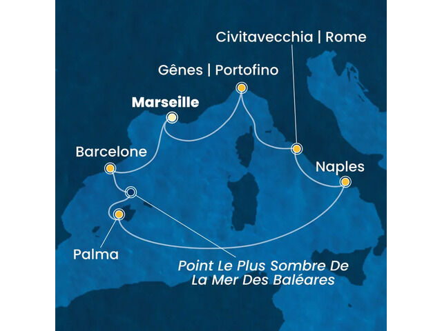 France, Espagne, Baléares, Italie à bord du Costa Toscana