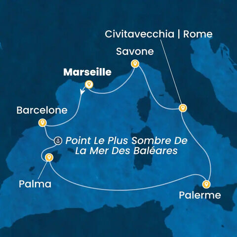 France, Espagne, Baléares, Italie à bord du Costa Toscana