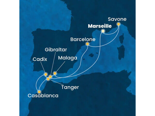 France, Italie, Espagne, Gibraltar, Maroc à bord du Costa Fascinosa