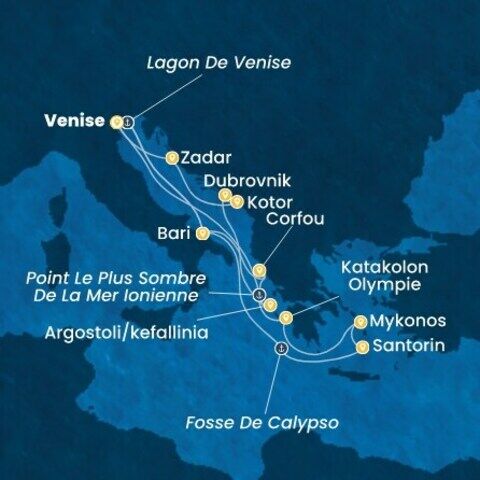 Italie, Grèce, Croatie, Montenegro à bord du Costa Deliziosa