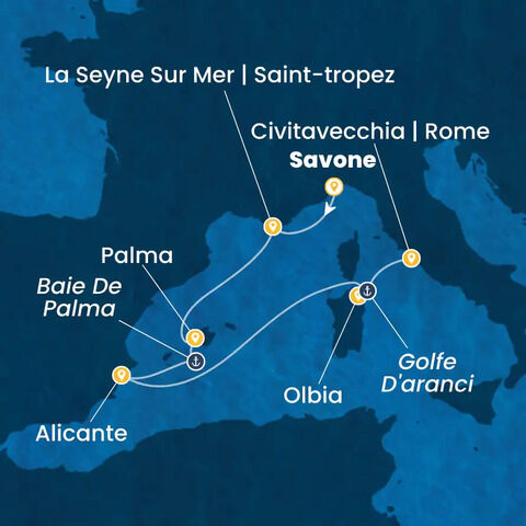 Italie, France, Baléares, Espagne à bord du Costa Pacifica