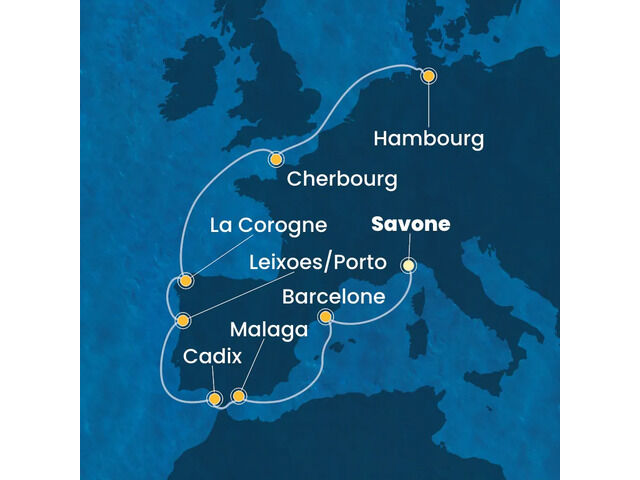 Italie, Espagne, Portugal, France, Allemagne à bord du Costa Favolosa