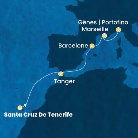 Canaries, Maroc, Espagne, France, Italie à bord du Costa Smeralda