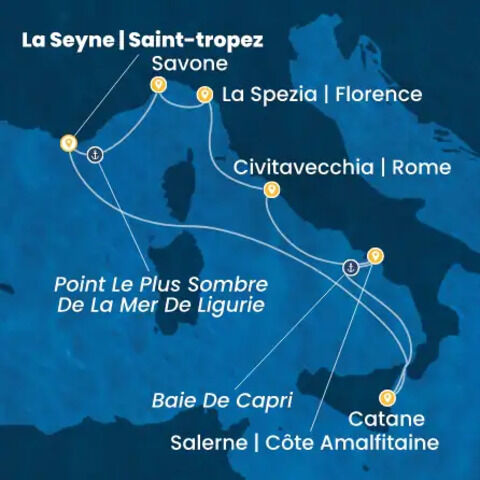 France, Italie à bord du Costa Fascinosa