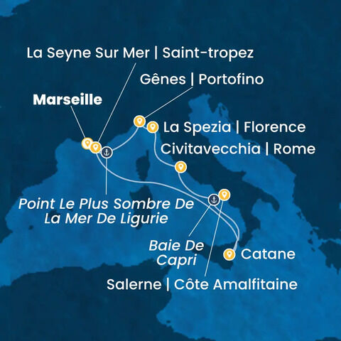 France, Italie à bord du Costa Fascinosa
